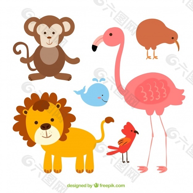 扁平設(shè)計的可愛動物