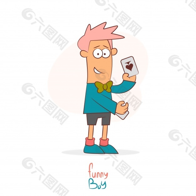 玩紙牌的男孩