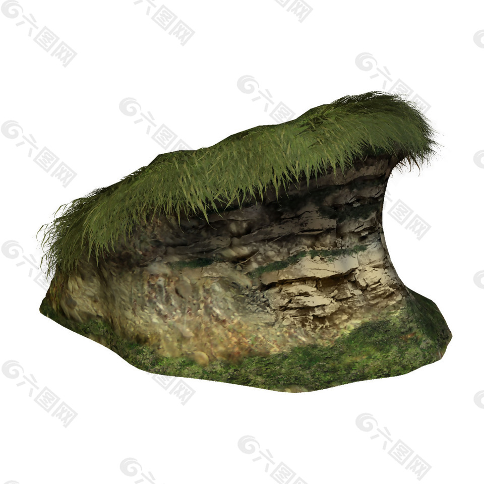 立體綠草山丘png元素素材