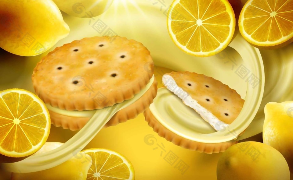 香濃美味的檸檬夾心餅干插畫