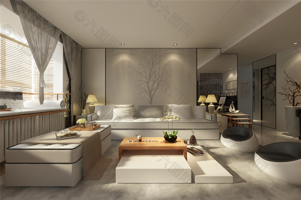 簡約客廳沙發中式效果圖
