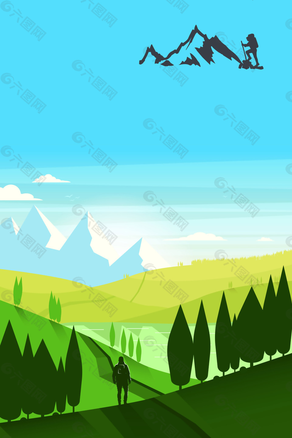 小清新漸變山峰背景
