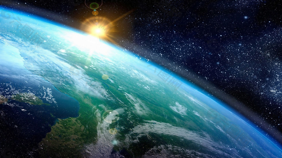 大氣宇宙地球表層唯美星空背景