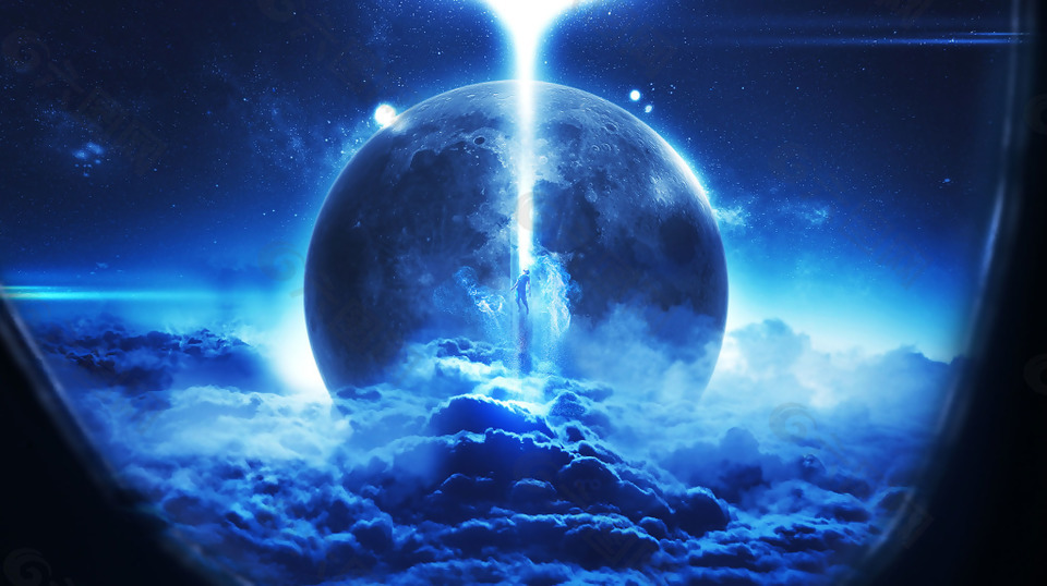 藍(lán)色透明星球唯美星空背景