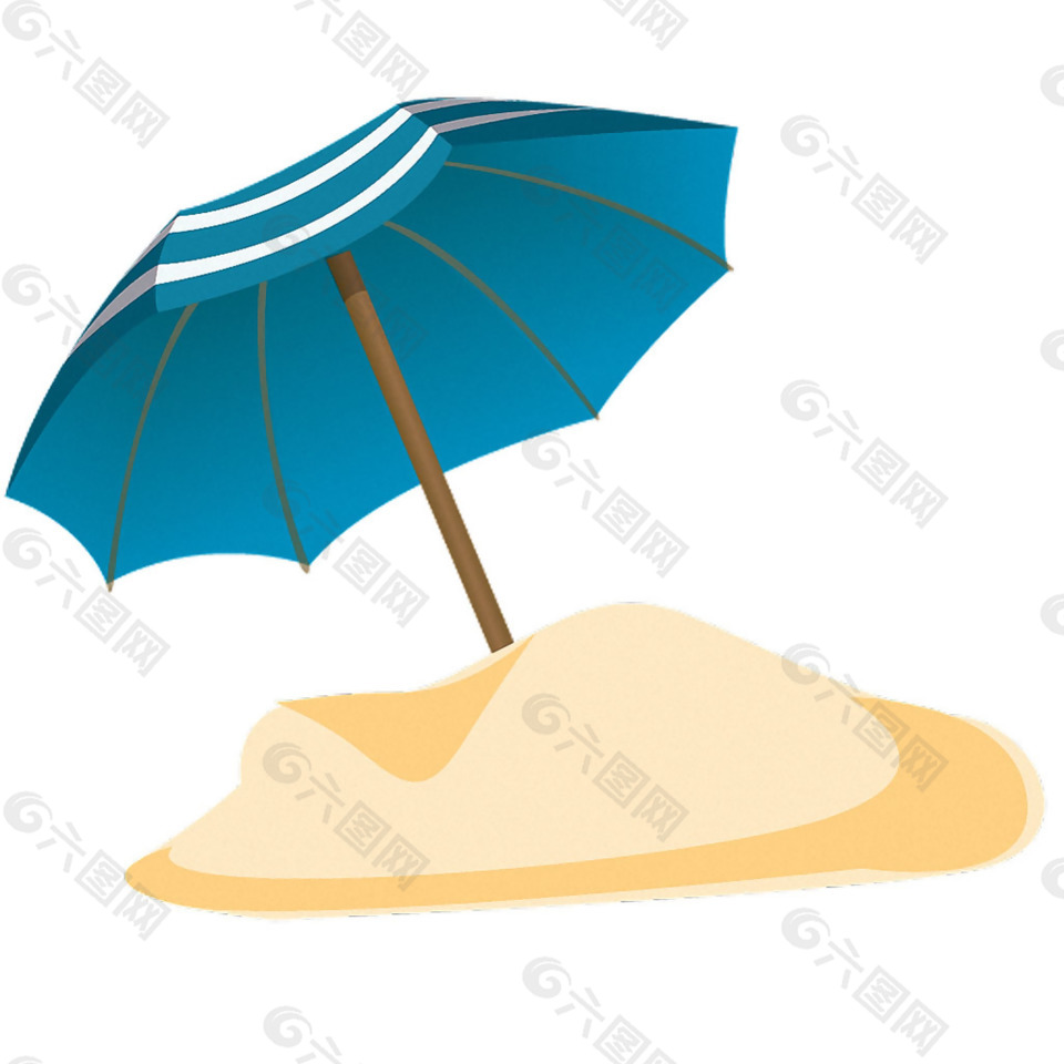 夏天藍色太陽傘免摳png透明素材