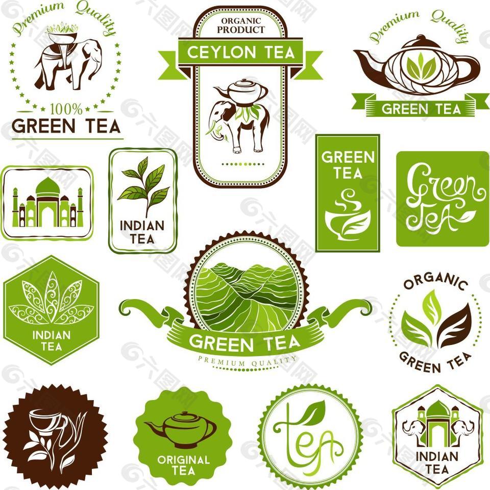 清新茶藝卡通矢量素材