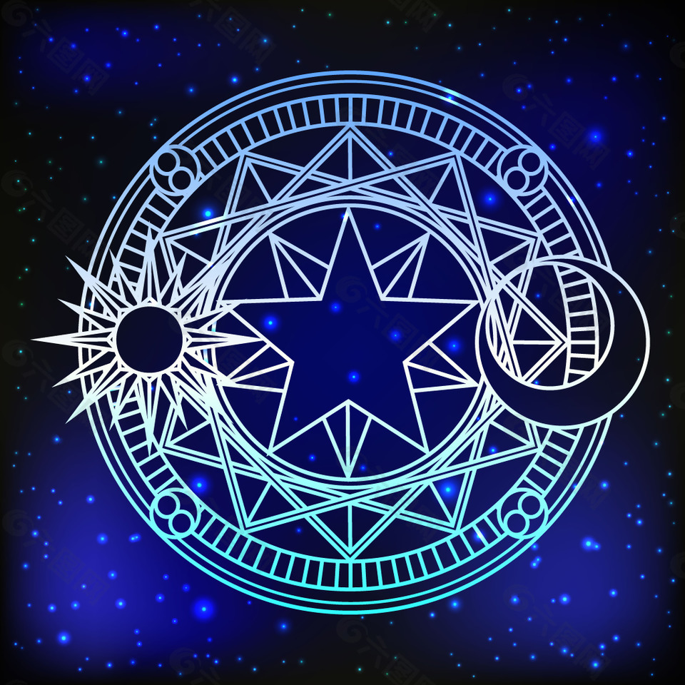 梦幻少女星空卡通矢量素材