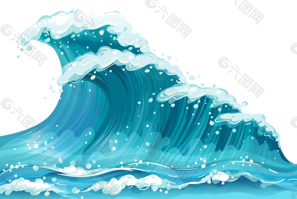 藍色海浪png元素素材