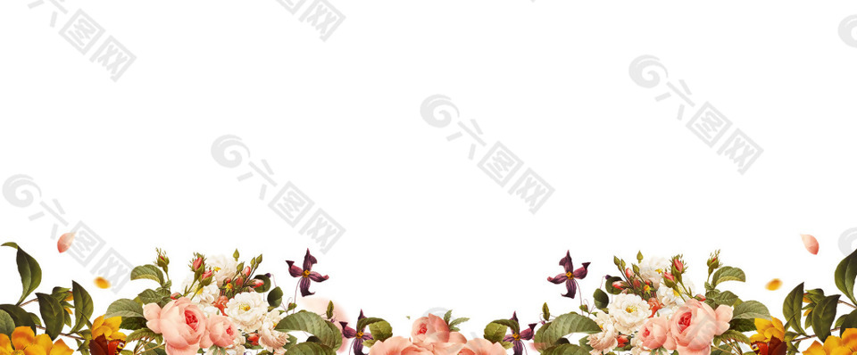 多彩花朵png元素素材