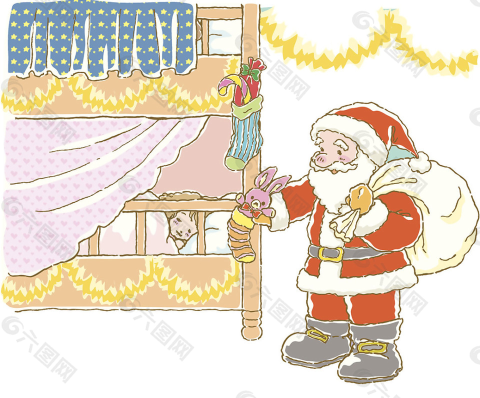 送禮物的圣誕老人png元素素材