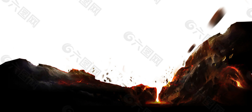 黑色火山png元素素材