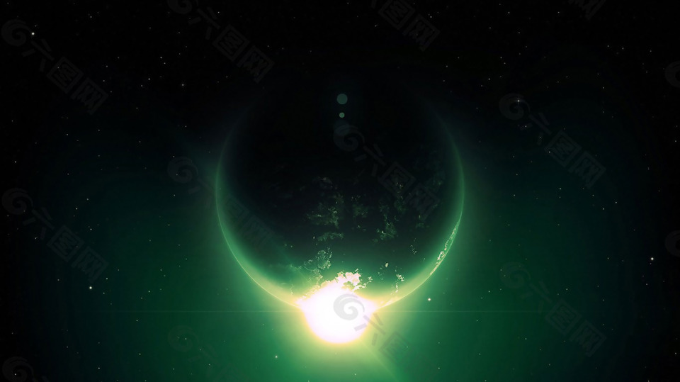 奇幻綠色星球背景素材