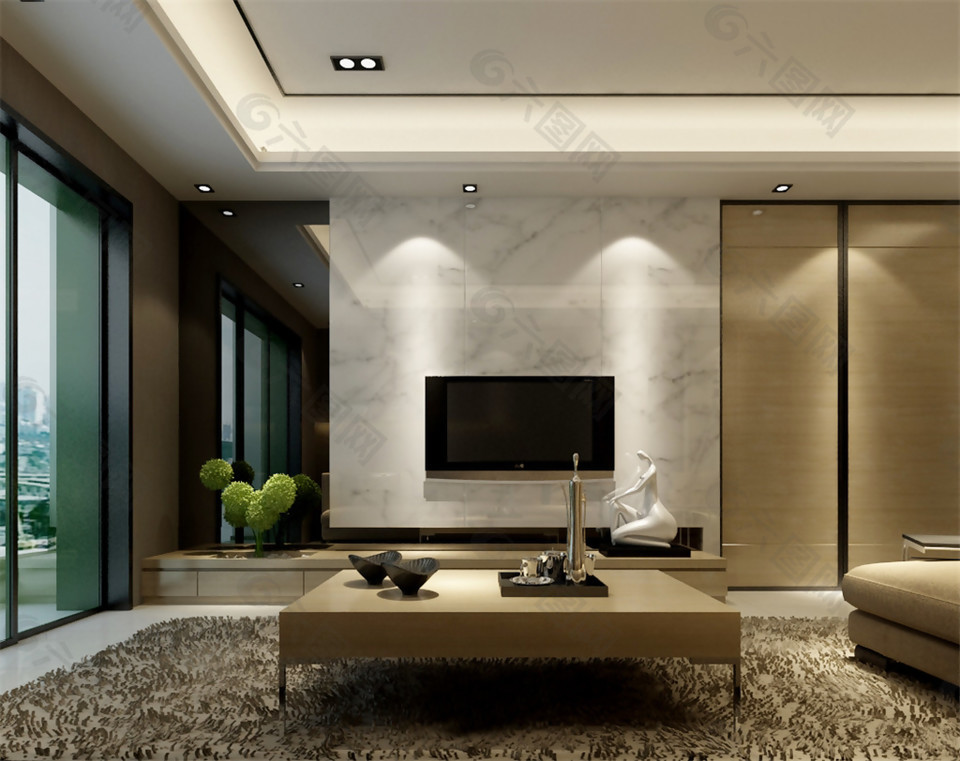 北歐時尚風格客廳電視背景墻效果圖