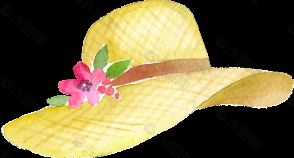可愛花朵小草帽透明素材