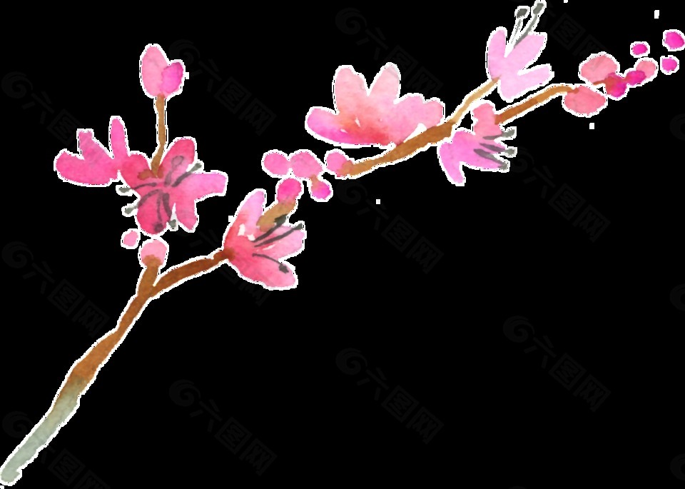 手繪冬日梅花透明素材