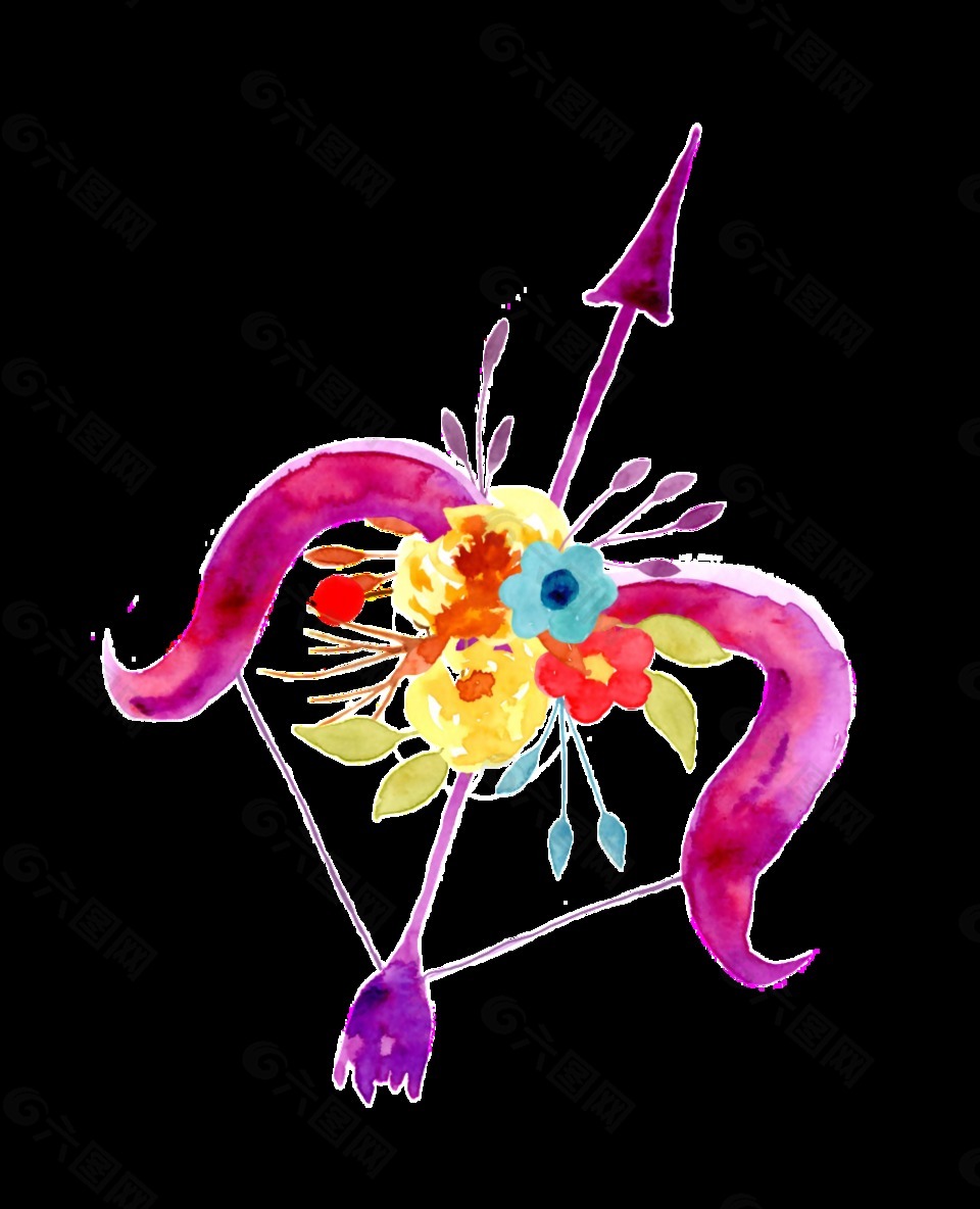 花卉弓箭卡通透明素材