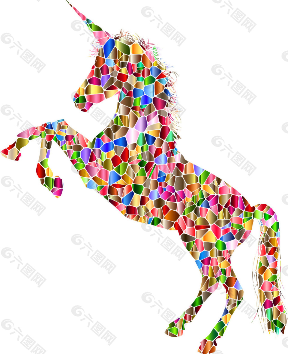 抽象彩色馬賽克馬圖形免摳png透明素材