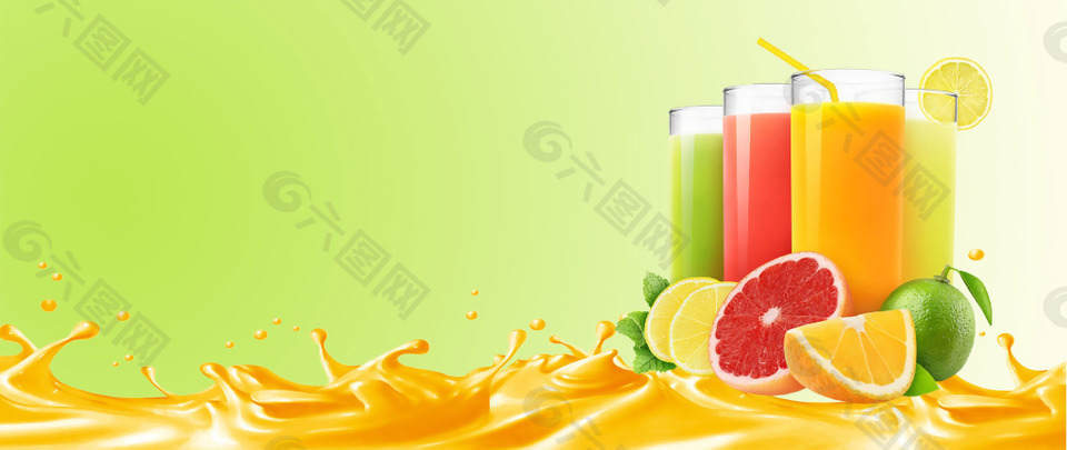 水果饮料banner背景素材