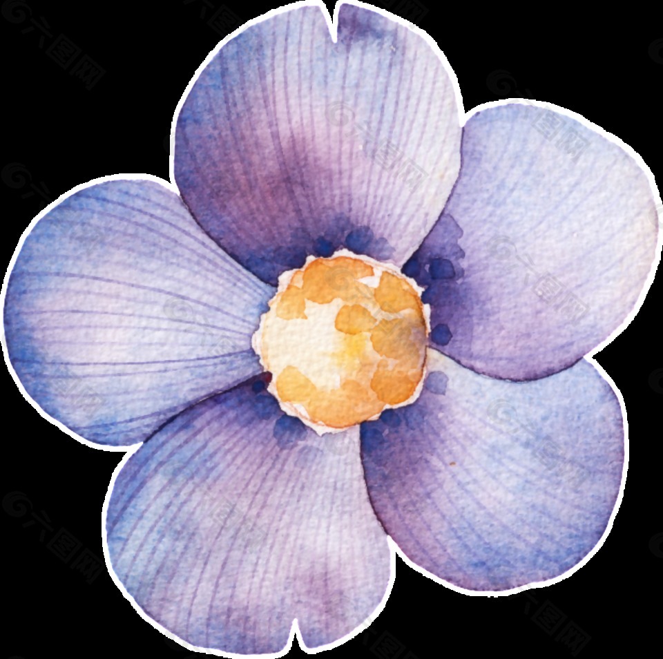 紫色夢幻鮮花透明裝飾圖案