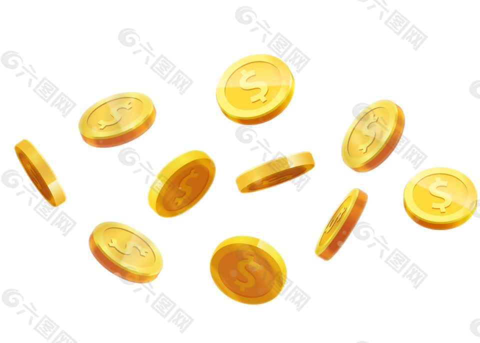 手繪財富金幣元素