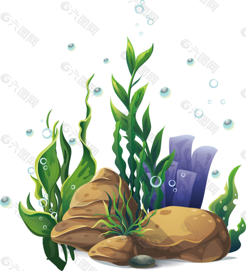 手繪海底海草元素