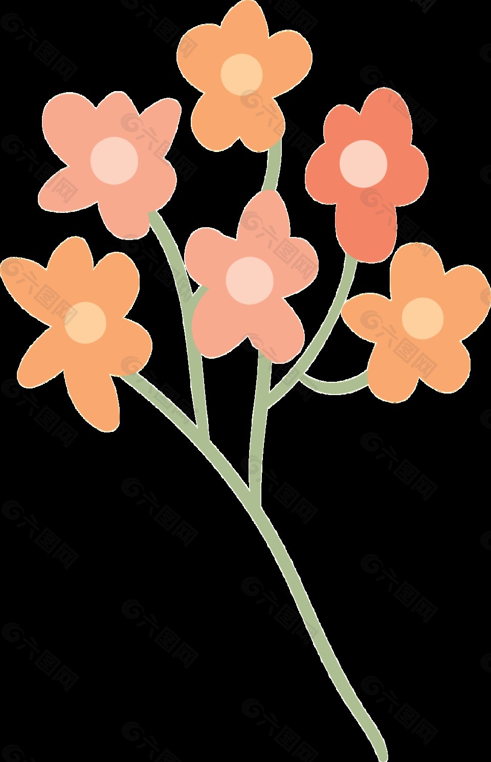 六朵太陽花矢量素材