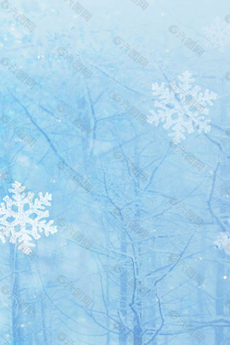 小清新雪花森林背景