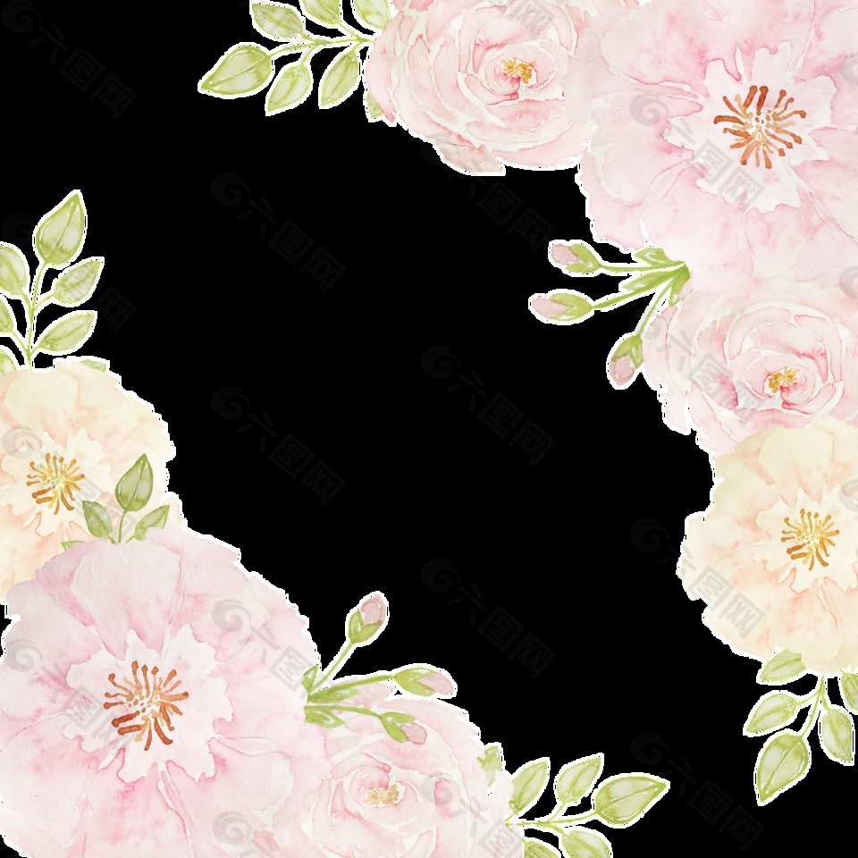 迷人粉色花卉卡通透明素材