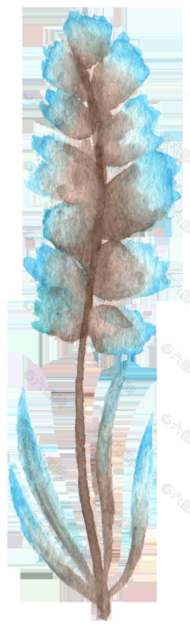 藍(lán)邊花葉卡通透明裝飾素材