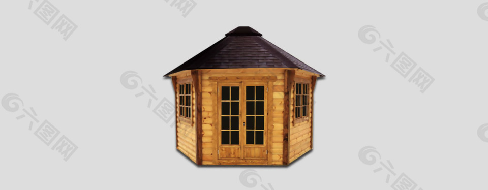 歐式窗戶木房子免摳psd透明素材