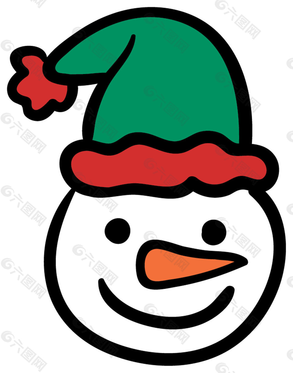 卡通圣誕雪人頭像元素