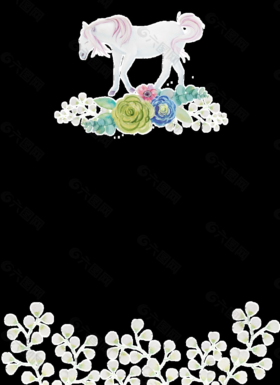 春季卡通動物花卉透明素材