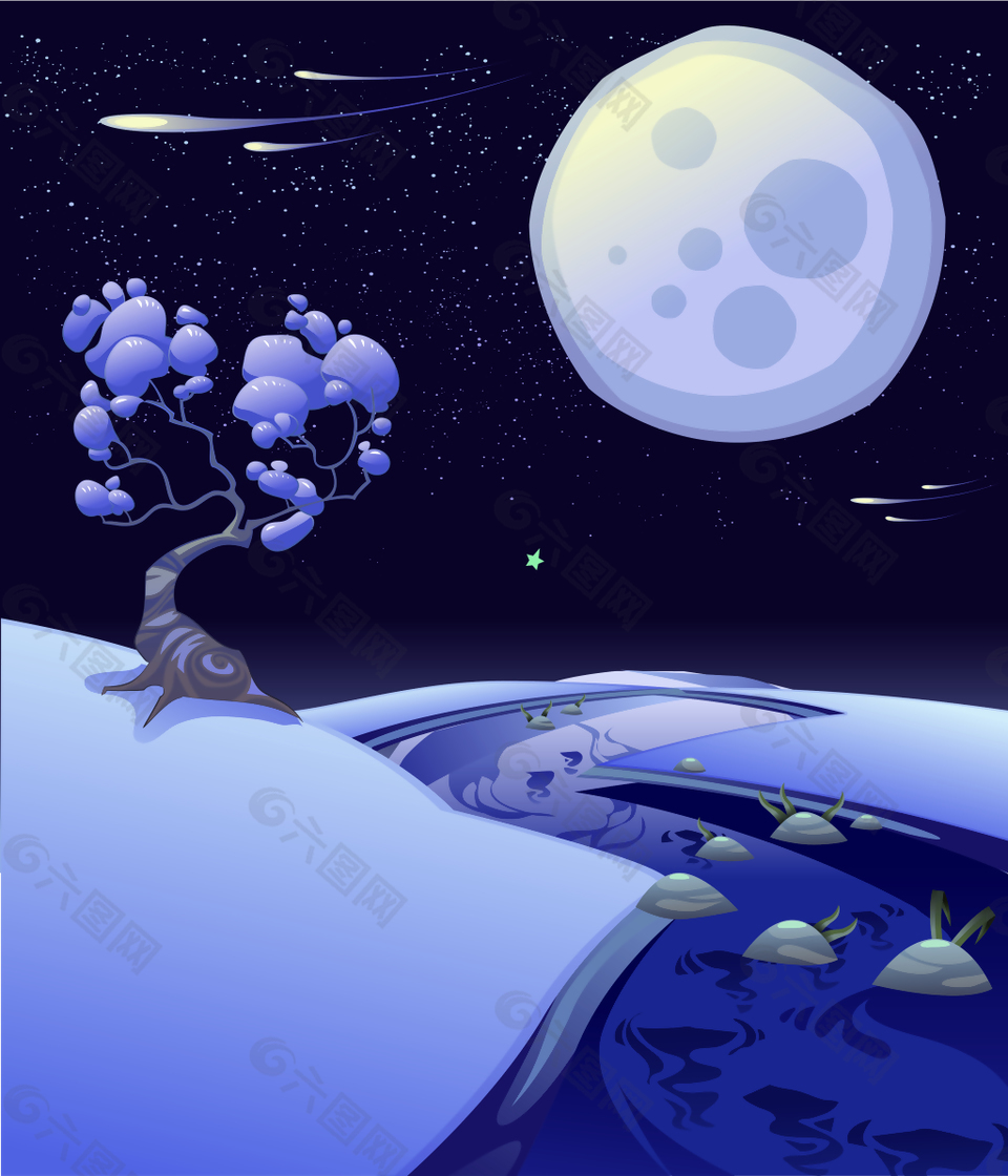 矢量卡通兒童插畫星球背景素材