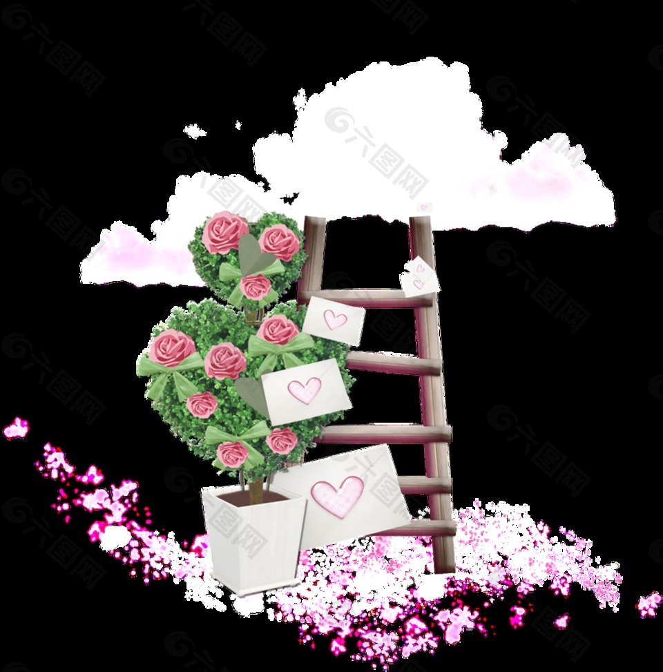 花藝愛心花卉透明素材