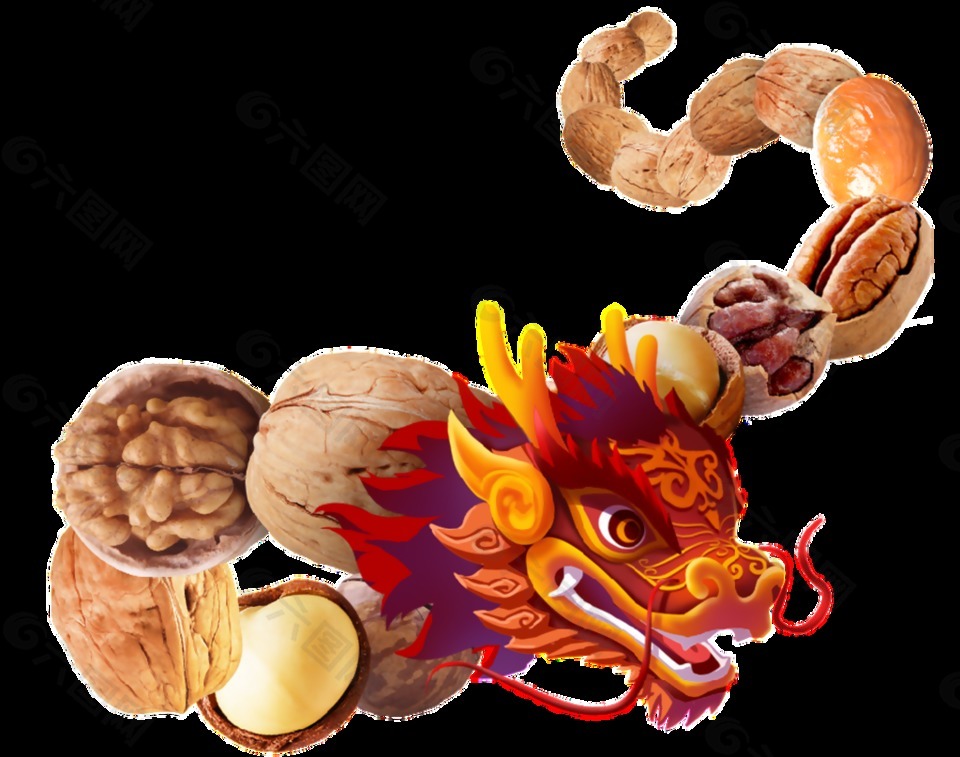 松果降龙卡通透明素材