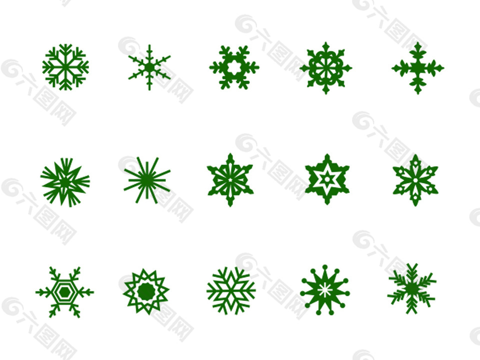 綠色簡約雪花圖標icon