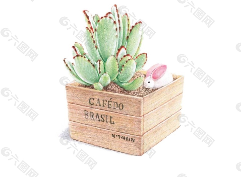 手绘小清新植物元素