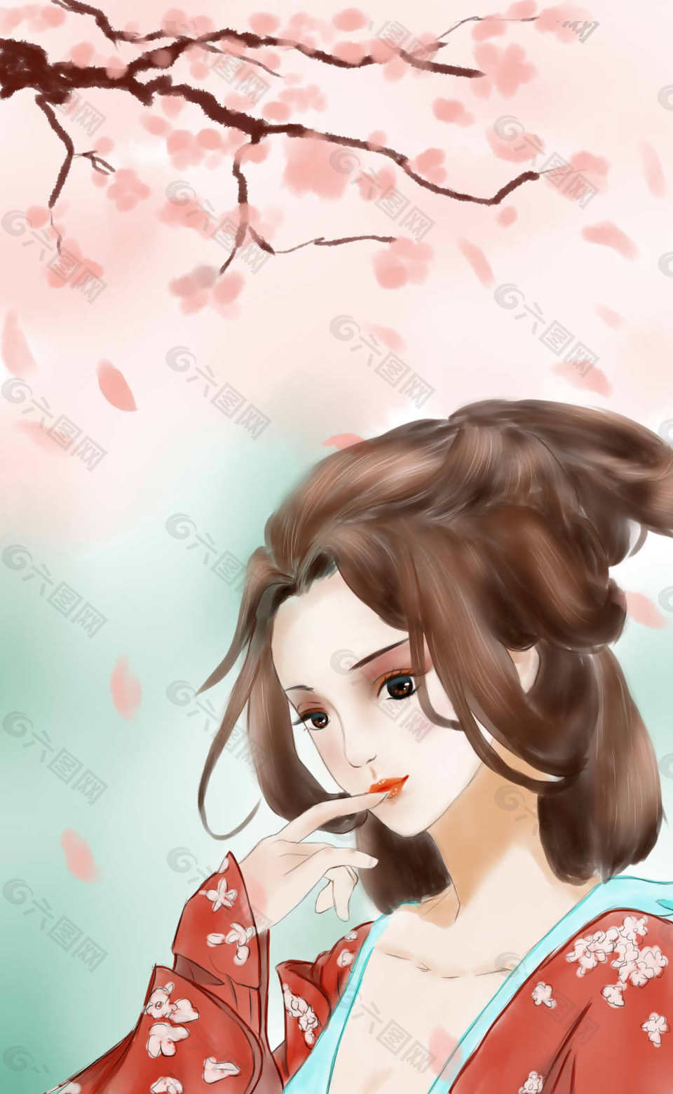 中國風(fēng)古典美女頭像裝飾畫素材