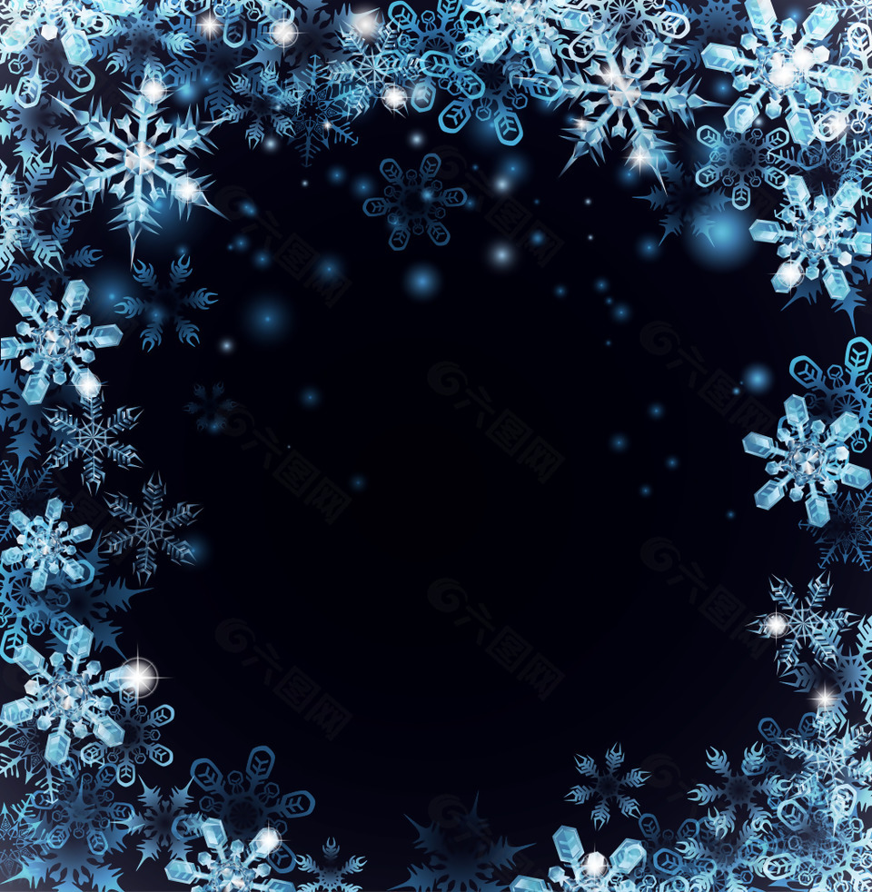 唯美藍色雪花背景