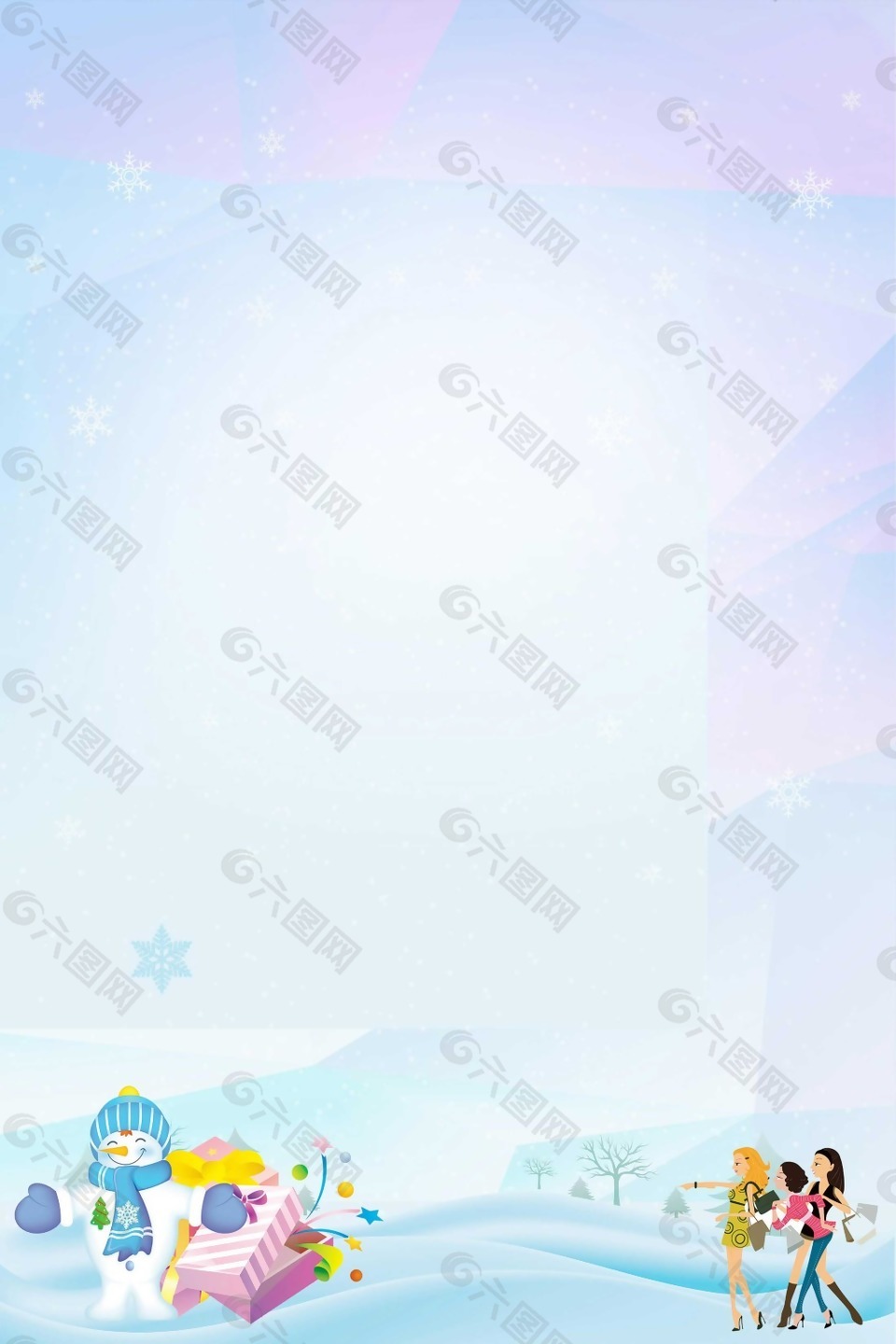 浪漫雪花旅行背景