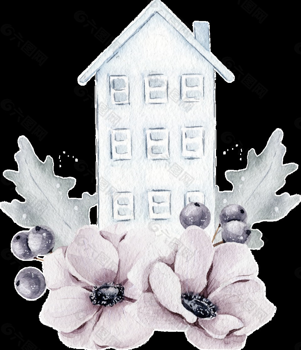 紫葡萄小屋透明裝飾素材