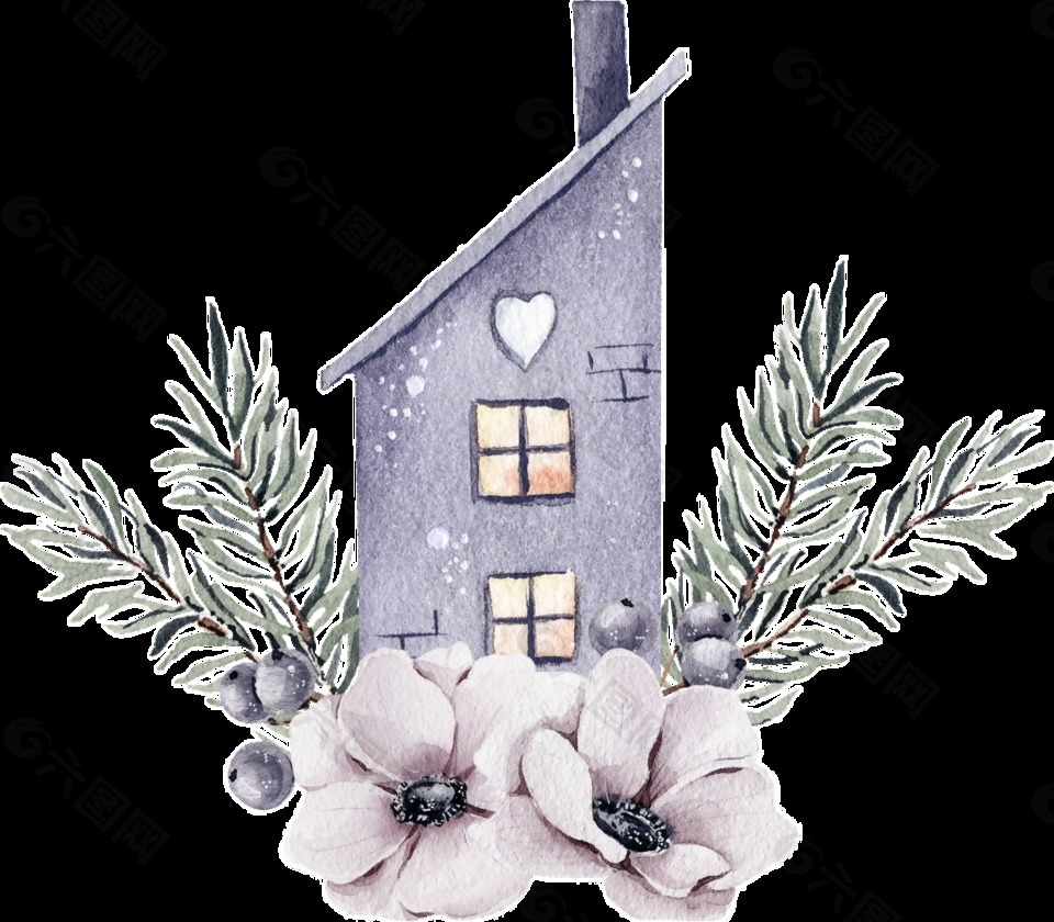 花中小屋透明裝飾素材