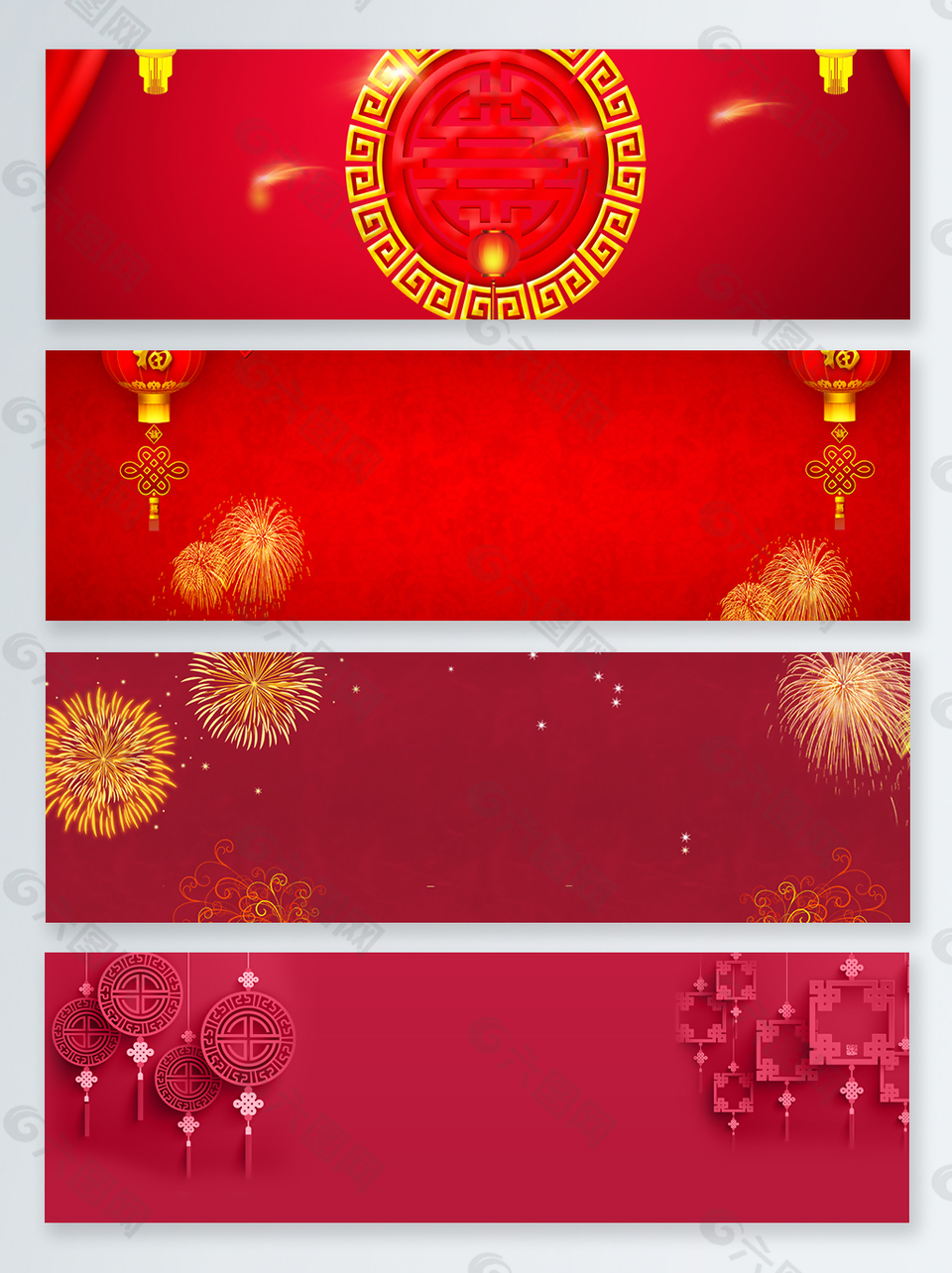 大紅色喜慶新年banner背景