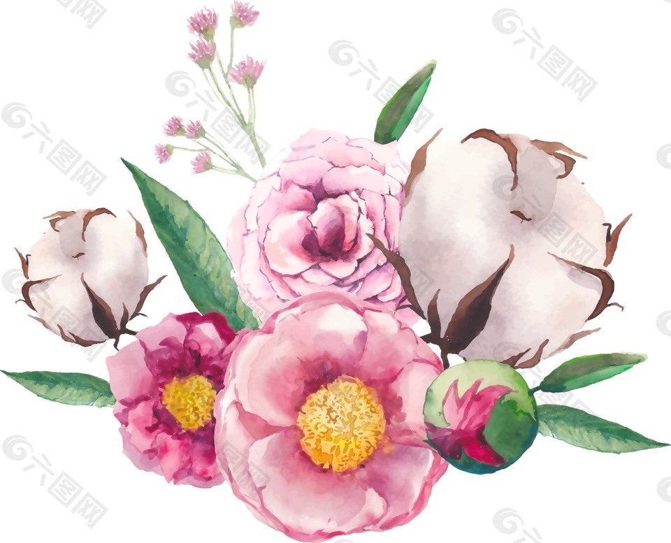 唯美水彩繪花朵插畫