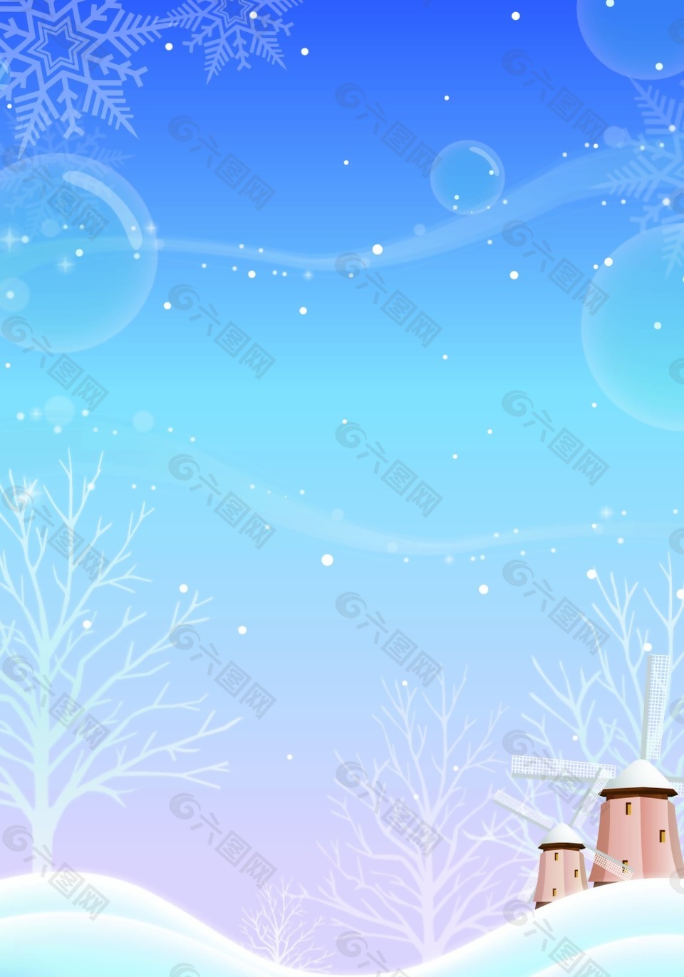 卡通圣誕節(jié)夜景插畫背景