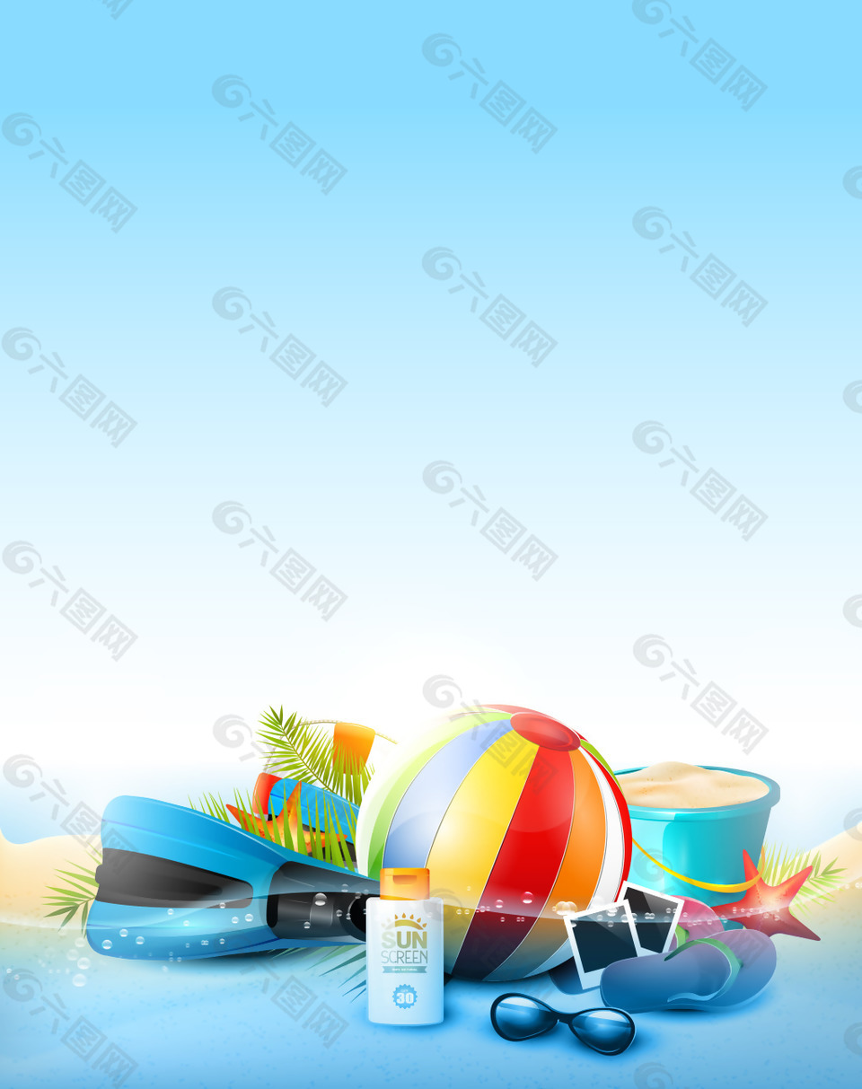 矢量時(shí)尚熱帶海濱度假旅游夏日清爽背景
