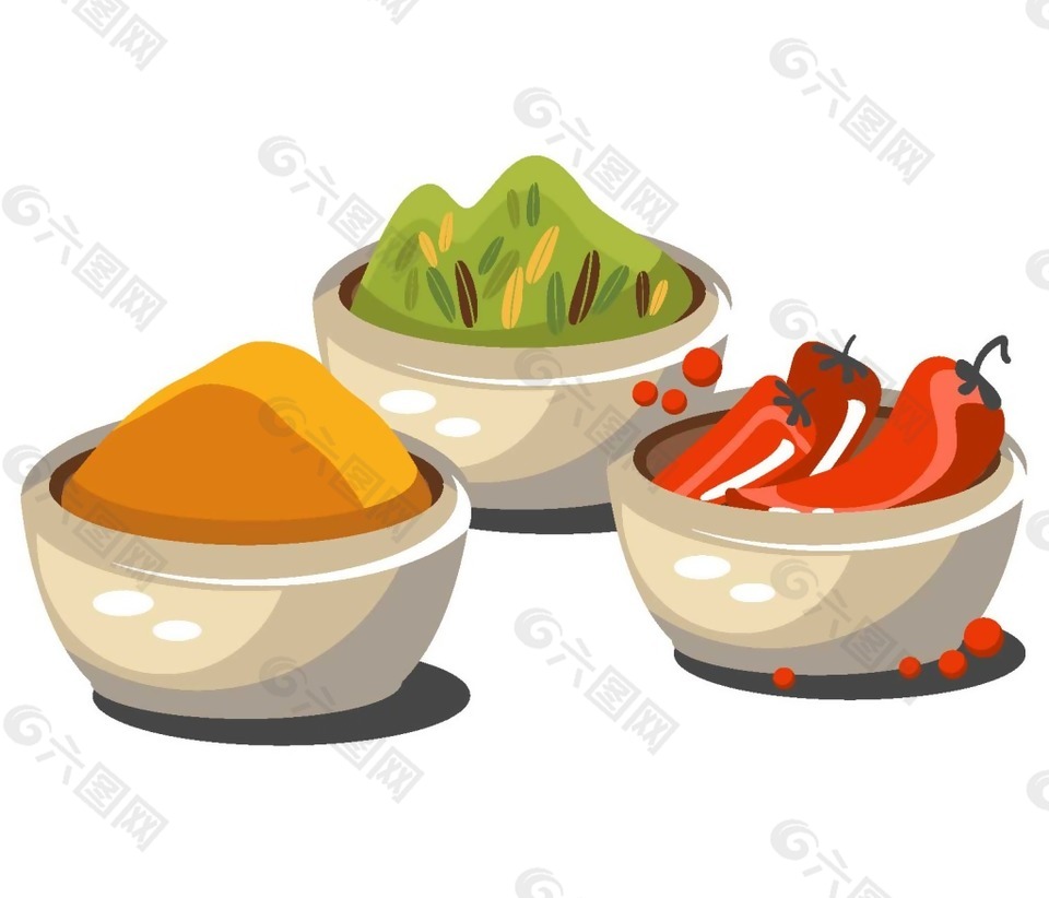 卡通創(chuàng)意三碗美食png元素