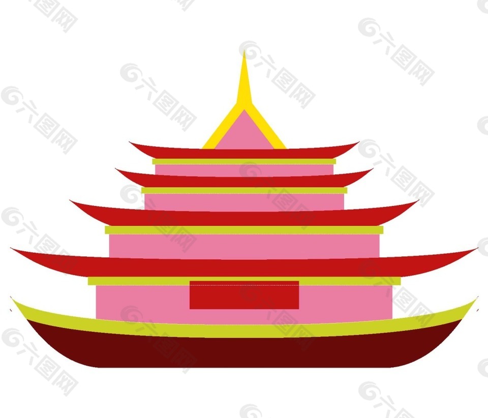 卡通廟宇png元素
