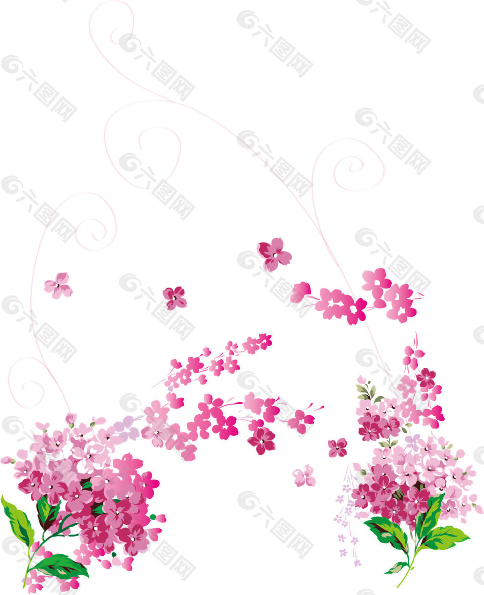 清新風(fēng)格嫩綠色葉子櫻花裝飾元素
