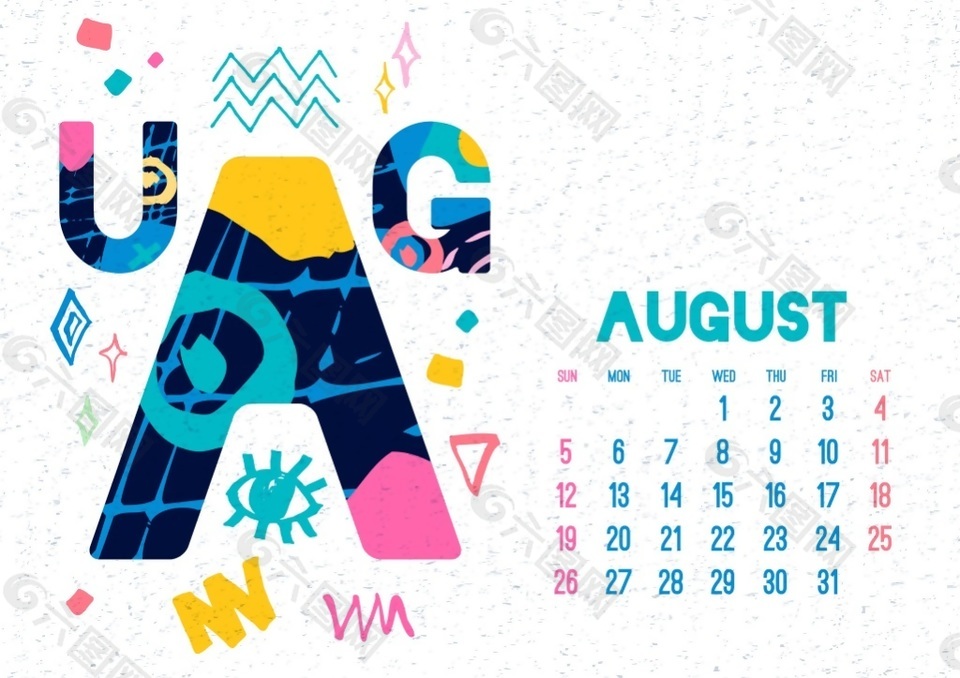 八月18年日历设计矢量素材18年台历平面广告素材免费下载 图片编号 六图网